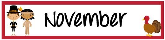 November Pocket Chart Calendar Numbers