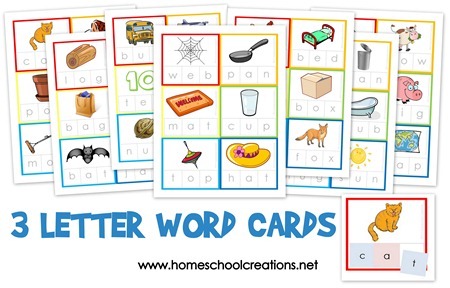 Three Letter Word Cards Free Printable
