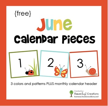 June Pocket Chart Calendar Pieces - FREE Printable