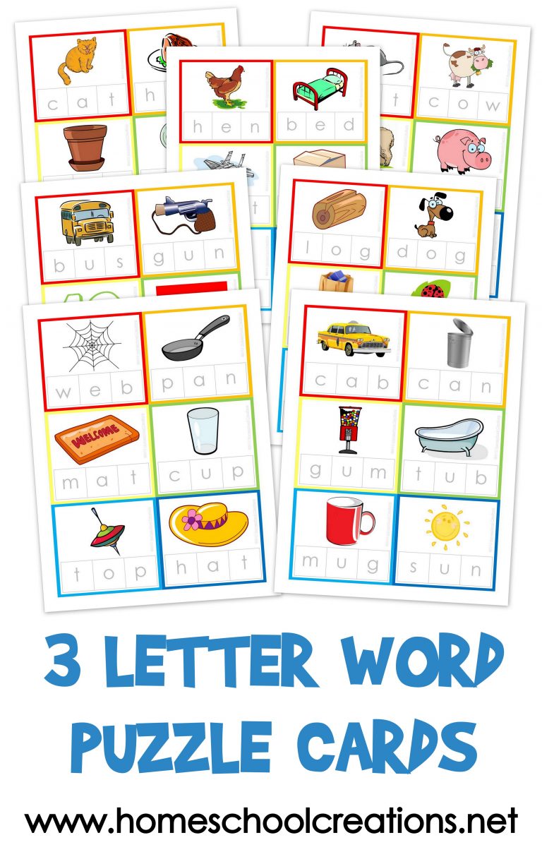 Three Letter Word Cards Free Printable