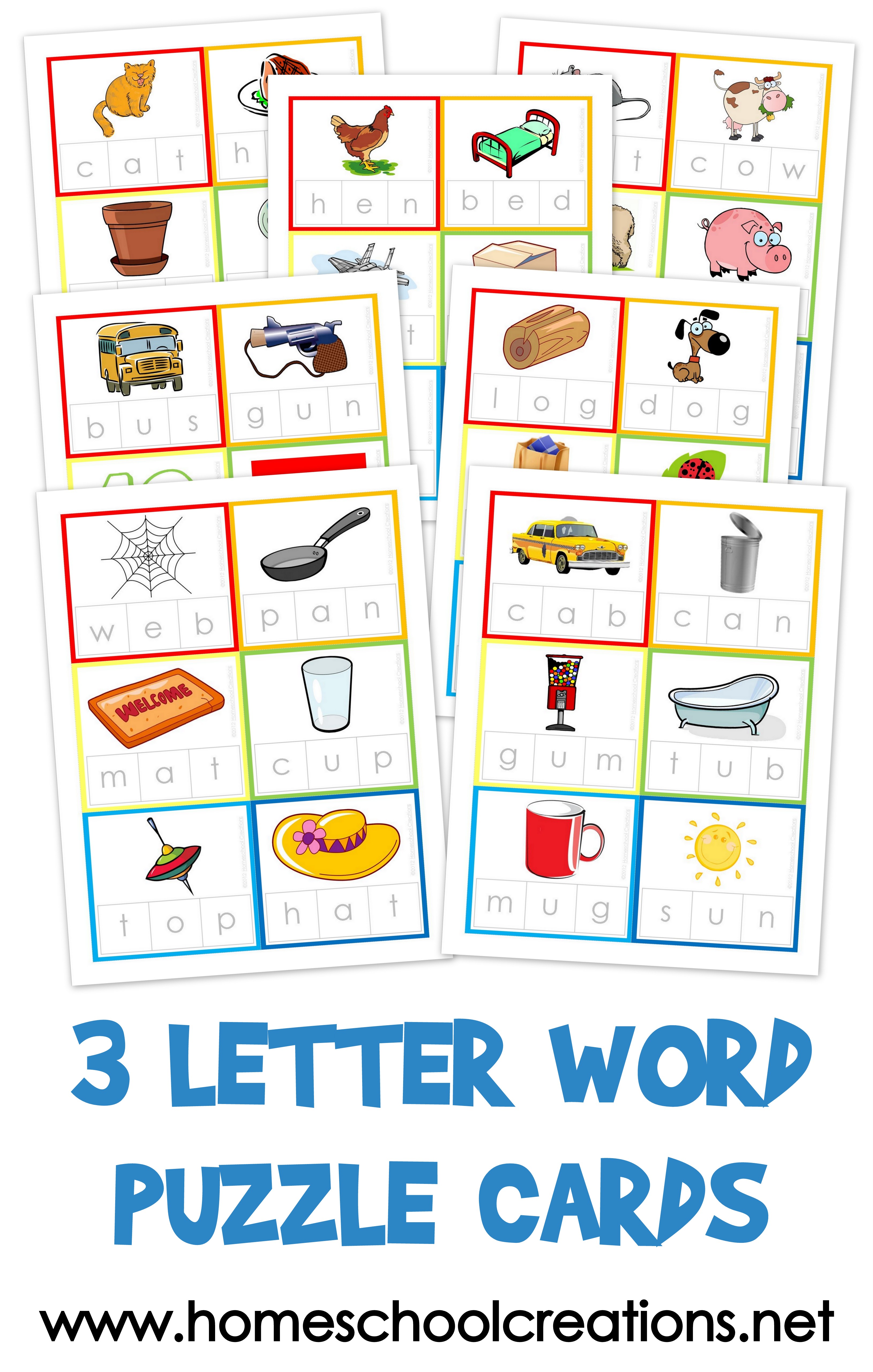 3 Letter Word Puzzle Cards