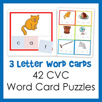 Three Letter Word Cards ~ Free Printable