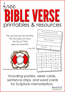 Bible Verse Printables and Resources