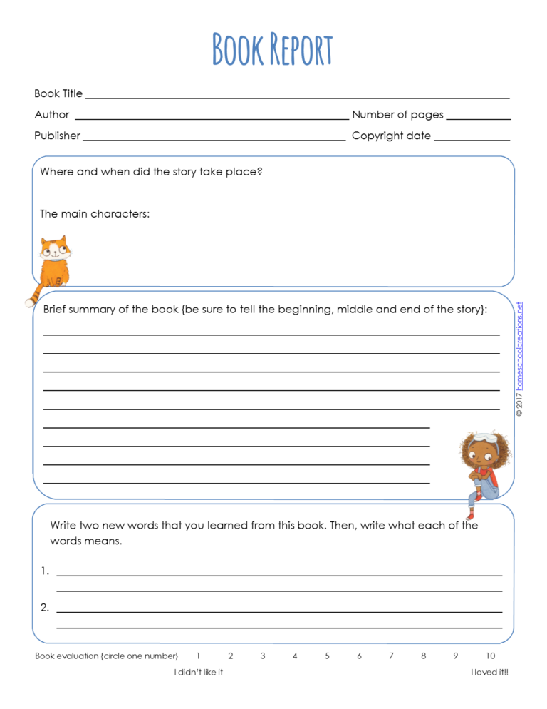 Book Report Forms Free Printable