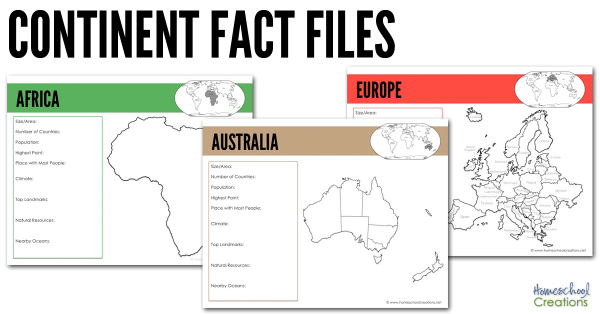 Continents Fact Files Printable Geography Printables