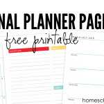 July personal planner pages from Homeschool Creations