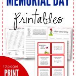 Memorial Day printables - copywork, trivia & facts, coloring pages, and word find to learn more about the holiday from Homeschool Creations.