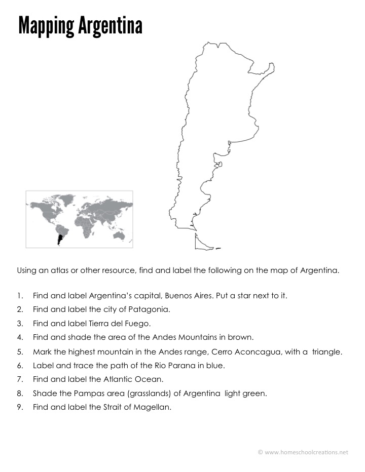 Argentina Geography Printables - Free Printable Download