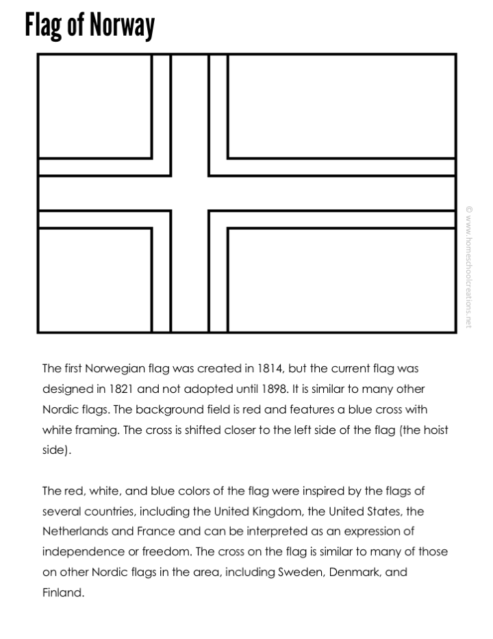 Download Flag of Norway coloring page