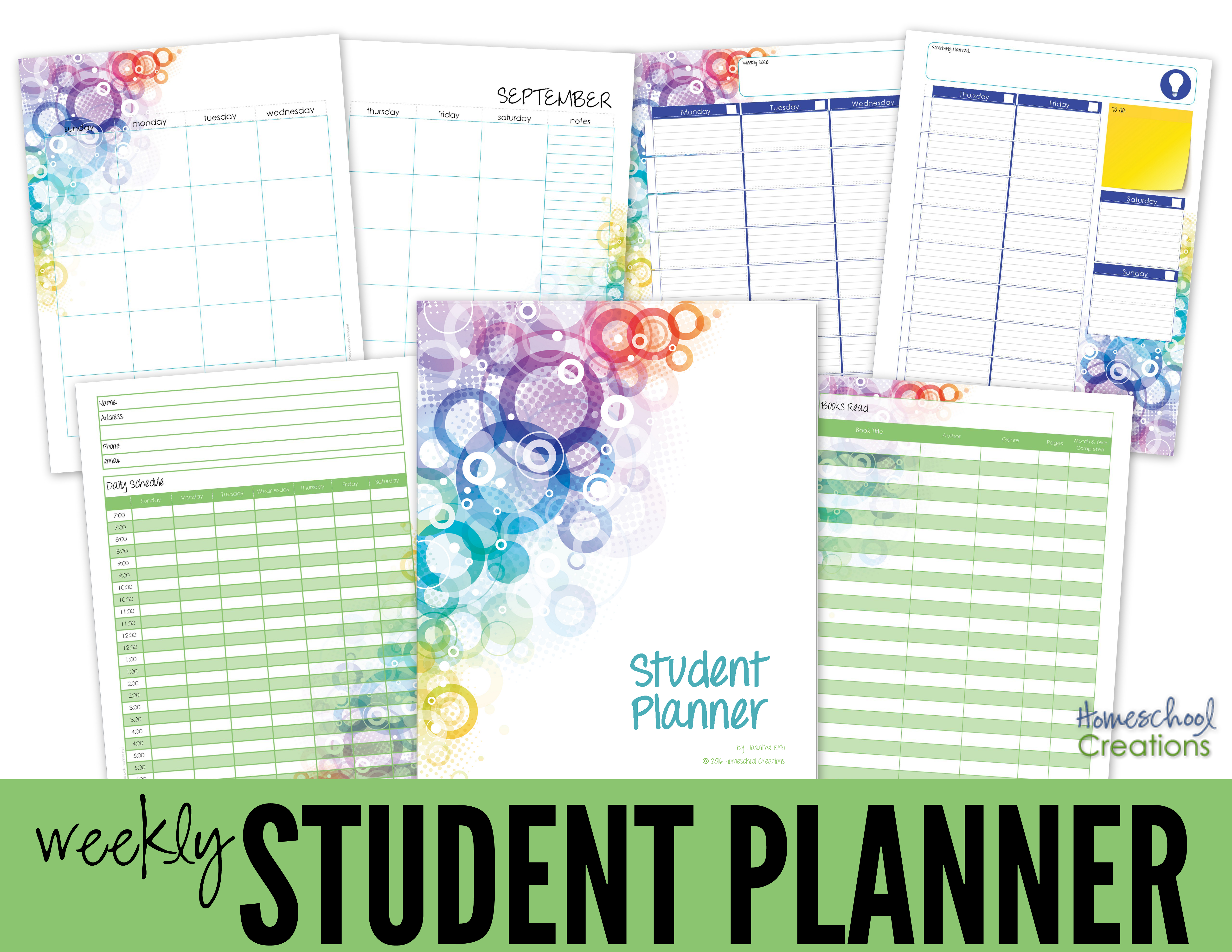 student planner from homeschool creations