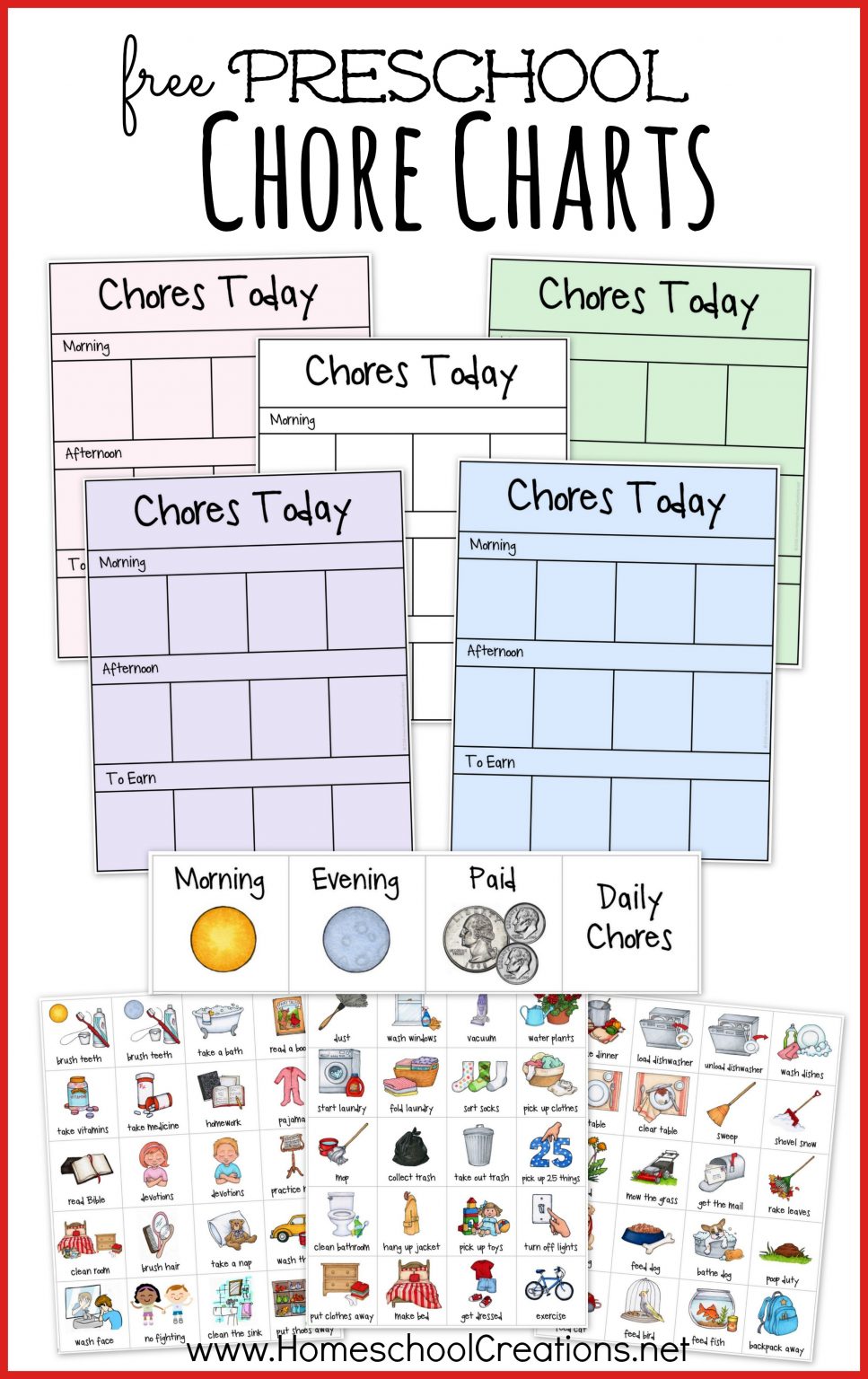 FREE Preschool Chore Charts - Subscriber Freebie