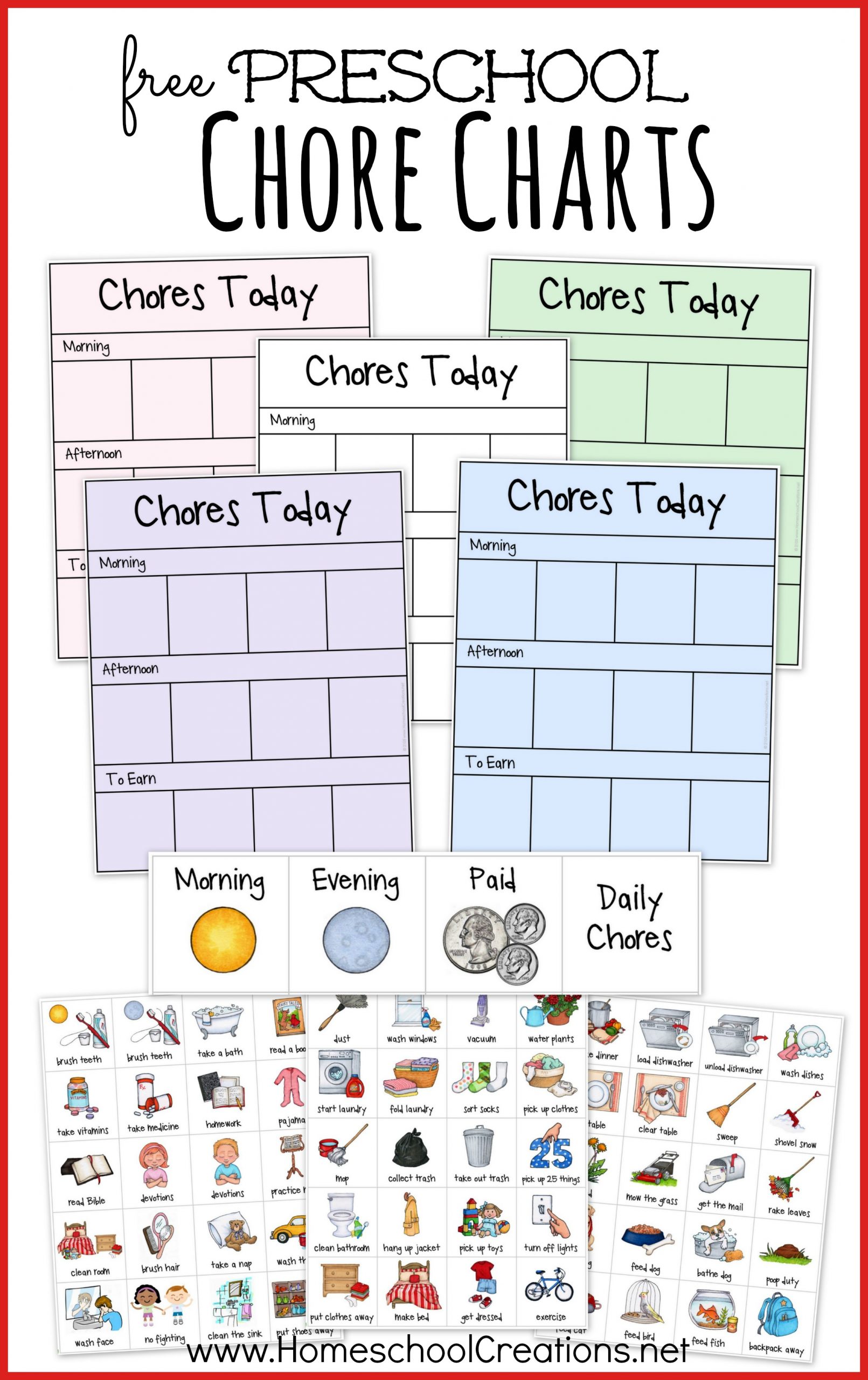 FREE Preschool Chore Charts Subscriber Freebie